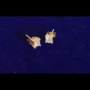 3/4 ct princess cut diamond stud earrings